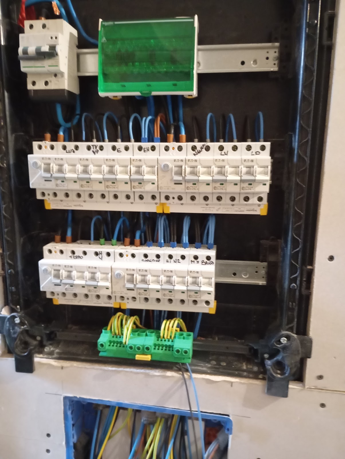 Detalle de cableado en cuadro eléctrico